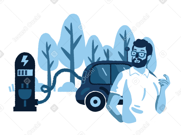 Electric car service  Illustration in PNG, SVG