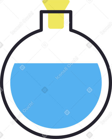 round flask with blue liquid Illustration in PNG, SVG