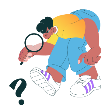 Man with magnifying glass looking for clues to answer the question PNG, SVG