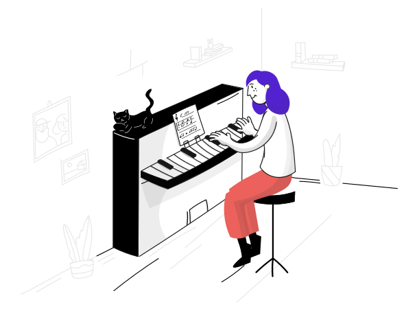 Playing piano Illustration in PNG, SVG