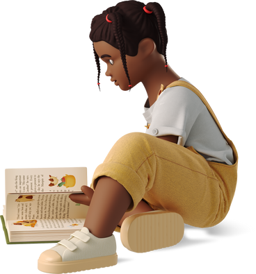little girl with a book PNG, SVG
