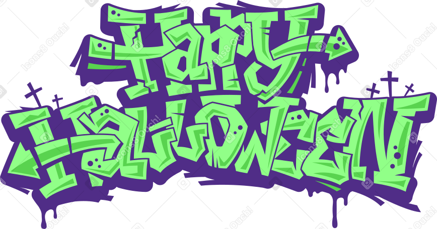 lettering happy halloween graffiti Illustration in PNG, SVG