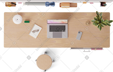 Top view of studio desk PNG, SVG