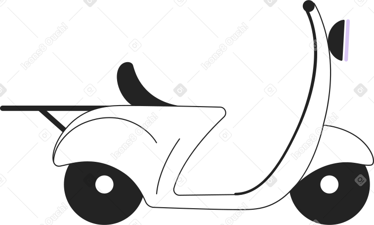 black and white moped Illustration in PNG, SVG