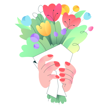 Bunch of flowers in hands PNG, SVG