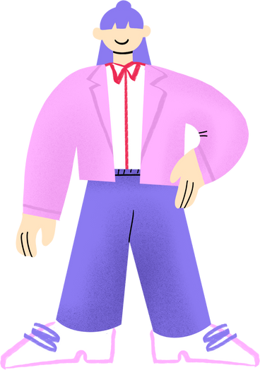 office woman in pink and purple suit PNG, SVG