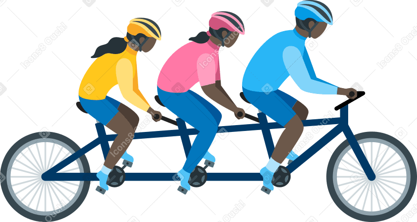 family on tandem bike Illustration in PNG, SVG