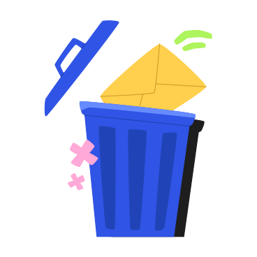 Letter thrown in the trash can PNG, SVG
