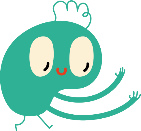Illustration green character with bangs aux formats PNG, SVG