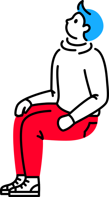 seated man looking up PNG, SVG
