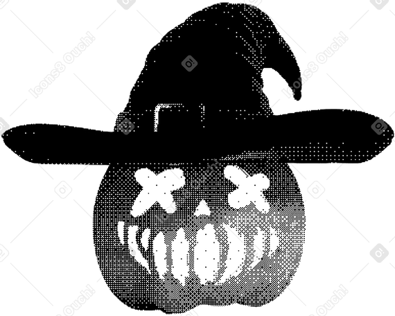 Хэллоуинская тыква в шляпе в PNG, SVG