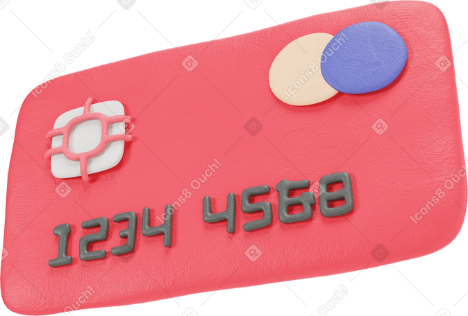 3D Vue latérale d'une carte bancaire rouge PNG, SVG