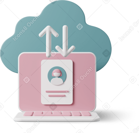 3D cloud archive laptop Illustration in PNG, SVG