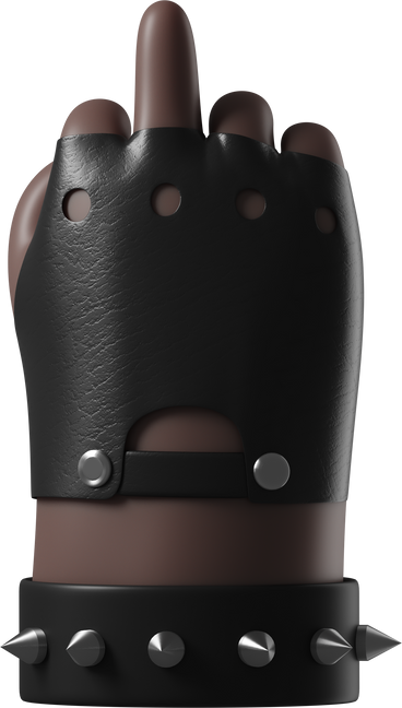Rocker's hand in leather glove showing a middle finger PNG, SVG