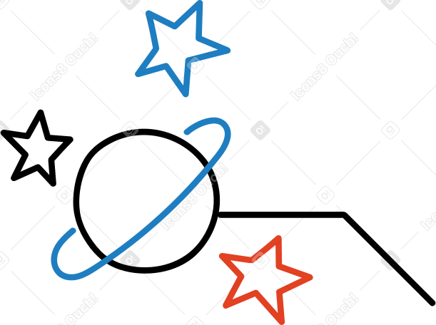 diagram with planet and stars PNG, SVG
