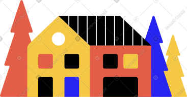 House with forest PNG, SVG