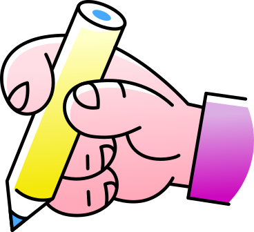 hand holding a blue pencil PNG, SVG