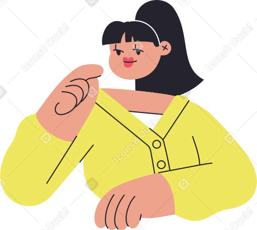 thinking girl with ponytail torso PNG, SVG