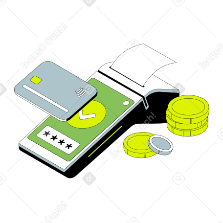 Payment by tapping card over payment terminal Illustration in PNG, SVG