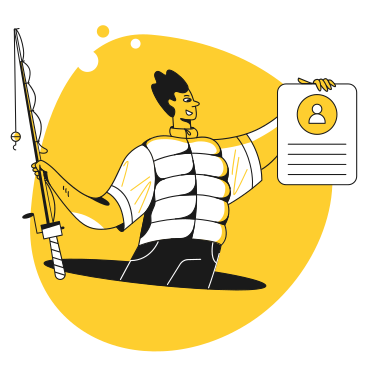 Recruiting with a man, a fishing rod and a candidate profile PNG, SVG