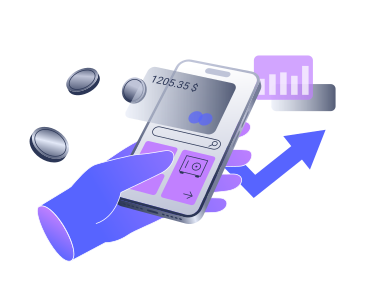 Digitale geldbörsen-app und wachsende diagramme PNG, SVG