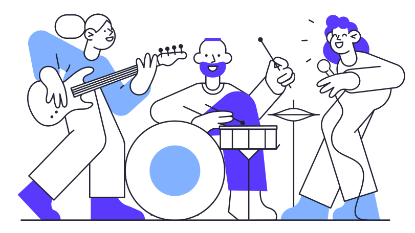 Music Band Illustration in PNG, SVG