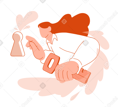 Femme ouvrant la serrure avec une clé PNG, SVG