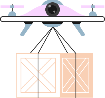 quadcopter drone with package PNG, SVG