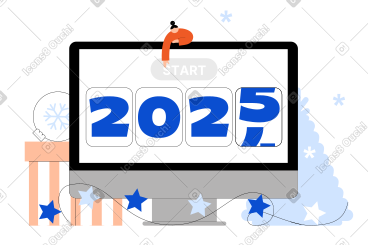 2025 年新年倒计时，年轻女子开始新的一年 PNG, SVG