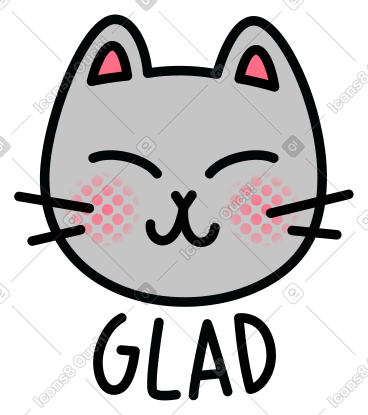 高兴的猫与文字高兴 PNG, SVG