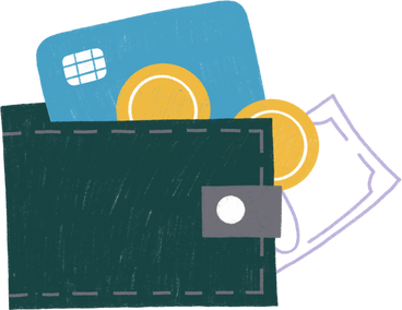 wallet with money and bank card PNG, SVG