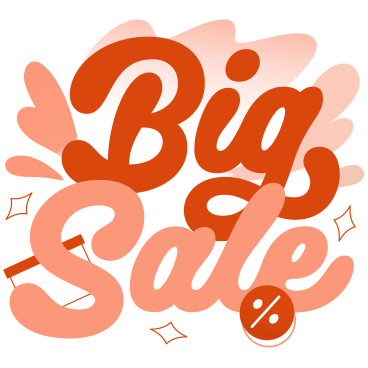 Lettering Big Sale with gift box and percent sign text PNG, SVG