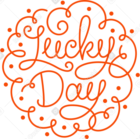 lettering lucky day with flourish elements Illustration in PNG, SVG