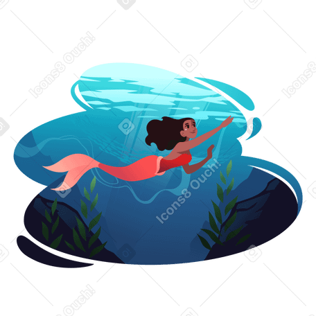 Mermaid in an underwater world Illustration in PNG, SVG