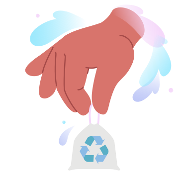 Hand hält müllbeutel zum recycling PNG, SVG