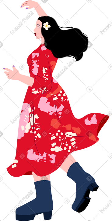 年轻女子跳舞 PNG, SVG