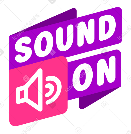 lettering sticker sound on tape  pink purple Illustration in PNG, SVG