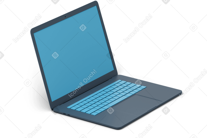 3D Dark blue laptop PNG, SVG