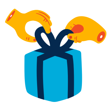 Unpacking a gift PNG, SVG