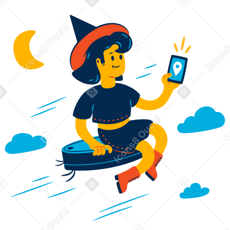 Modern Witch Illustration in PNG, SVG