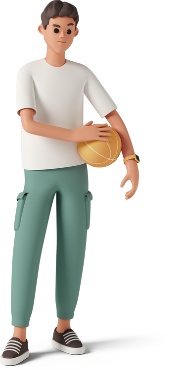이마를 올리는 농구공을 든 소년 PNG, SVG