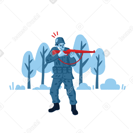 Illustration Soldat avec pistolet aux formats PNG, SVG