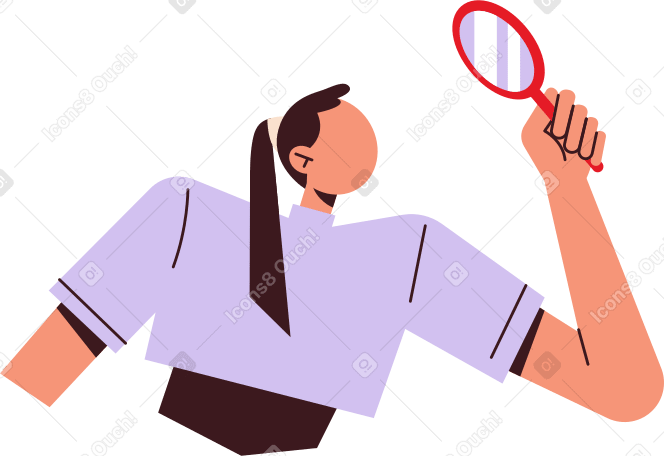 young woman looking through a magnifying glass Illustration in PNG, SVG