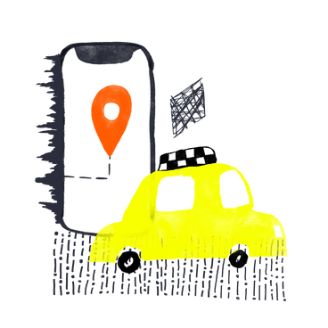 Phone taxi app with location sign PNG, SVG
