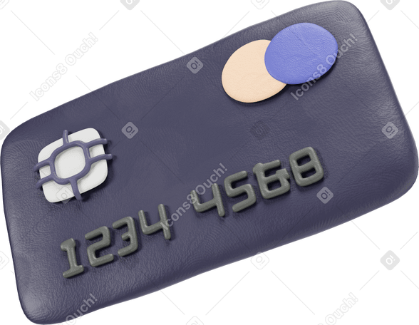 3D Black bank card floating in the air PNG, SVG