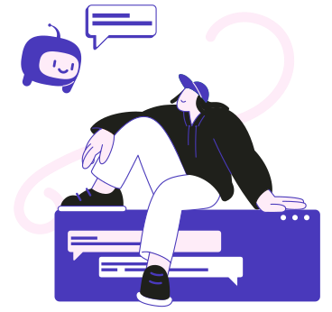 Homem conversando com um chatbot  PNG, SVG