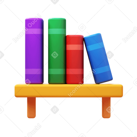 3D book shelf PNG, SVG