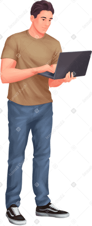 young it specialist with a laptop PNG、SVG
