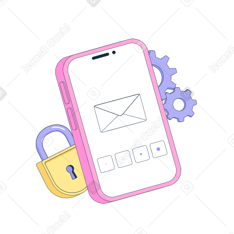 Digital security with password-protected email  animated illustration in GIF, Lottie (JSON), AE