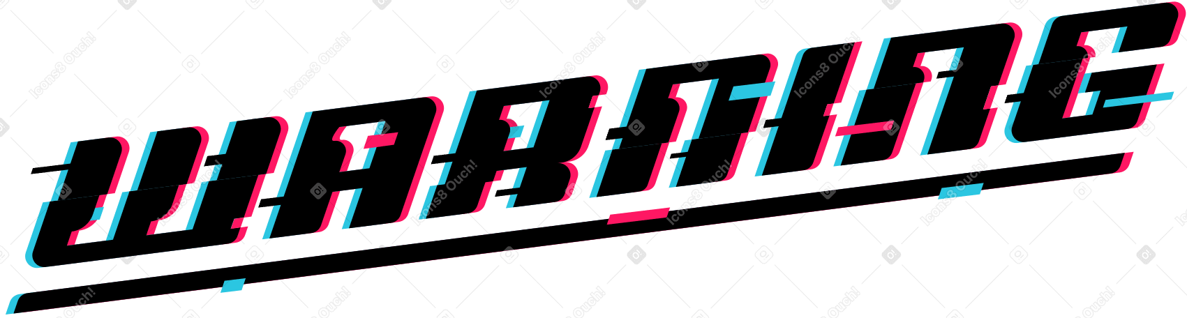 lettering warning with glitch effects text PNG, SVG